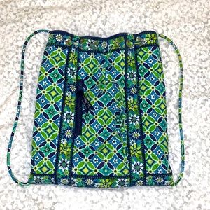 Vera Bradley Floral Lime Blue Drawstring Backpack